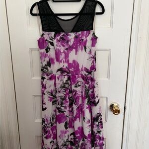 Chic Floral Mesh Dress with Purple and Black